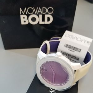 Movado Bold Lavender Dial Patent Leather Strap